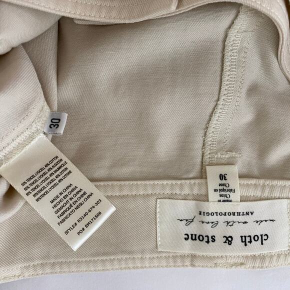 Cloth & Stone Belted Wide Leg Pants Size 30 Light Beige Ecru Crop Anthropologie - Picture 7 of 10
